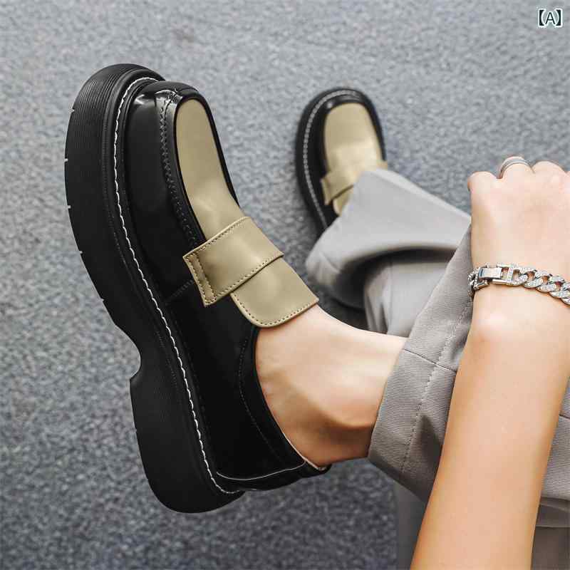 メンズローファー シューズ ビッグ ヘッド ダービー シューズ メンズ 夏 厚底 身長 アップ 英国 風 高級 スリッポン カジュアル 韓国 ローファー