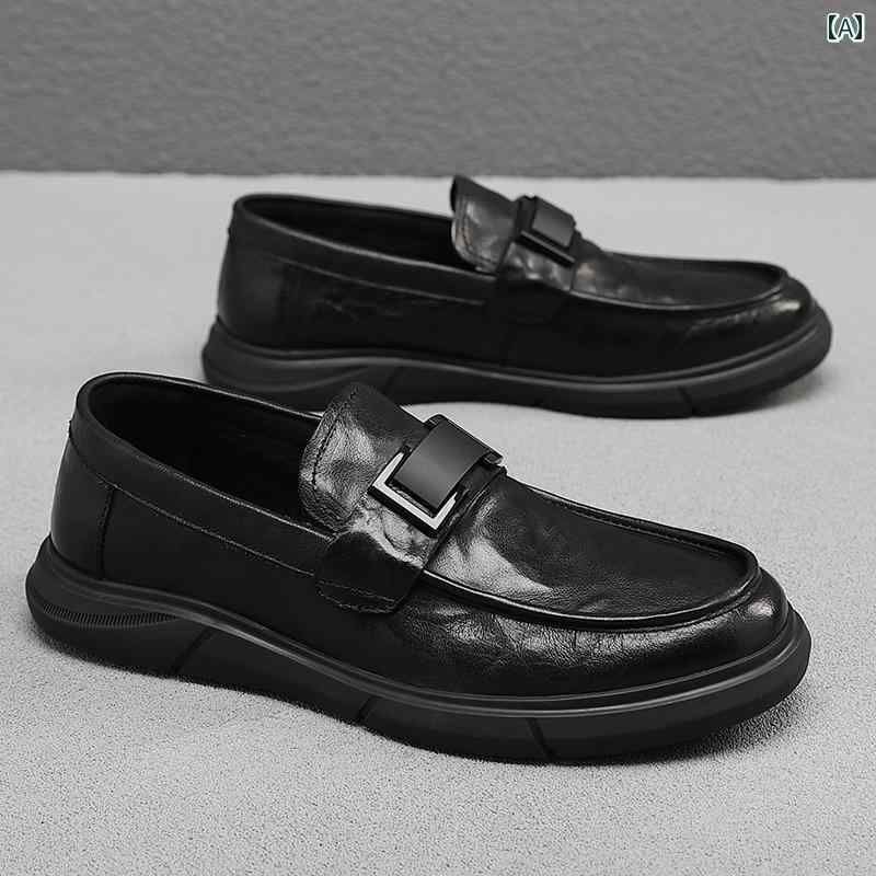 メンズローファー シューズ Lok Fu 靴 メンズ 秋 ソフトレザー スリッポン カジュアル レザーシューズ メンズビジネス 革 桃 ソフト ソール