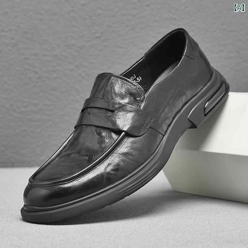 メンズローファー シューズ 工場 対外 革 春 ビジネス カジュアル ラウンドトゥ レザーシューズ オフィス な 通気性 メンズ シングル シューズ