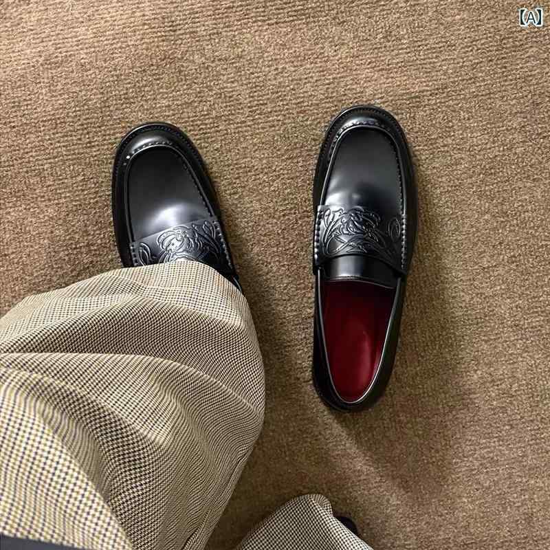 メンズローファー シューズ ローファー 2025年 英国 風 レトロ 身長 アップ シューズ ブラック スリッポン レザーシューズ メンズ カジュアル 通勤 ダービー