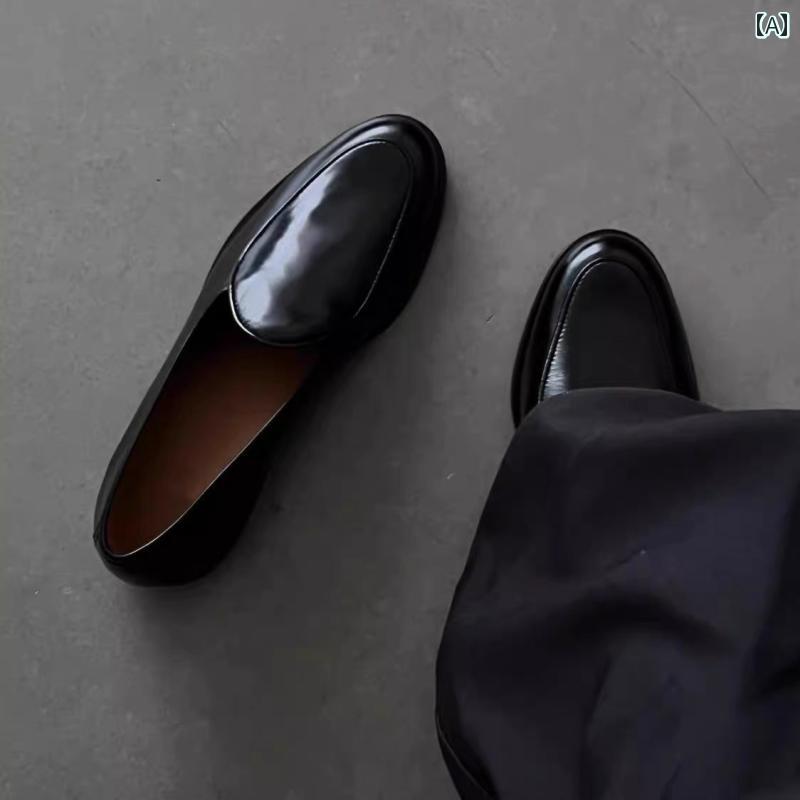 メンズローファー シューズ メンズ 通勤用 ローファー 昔ながらの カジュアル 革靴 厚底 スリッポン シ..