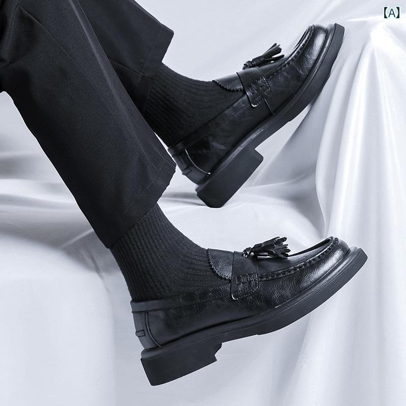 メンズローファー シューズ ローファー メンズカジュアル な スリッポン レトロ 英国 スタイル タッセル ビジネス フォーマル 革靴 通勤 ビーニー シューズ