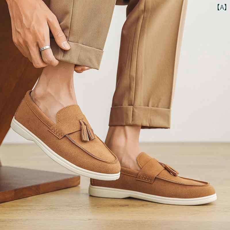 メンズローファー シューズ メンズ 2025 フレンチ タッセル ローファー レトロ ボート シューズ スリッポン スモール レザーシューズ オールド マネー スタイル