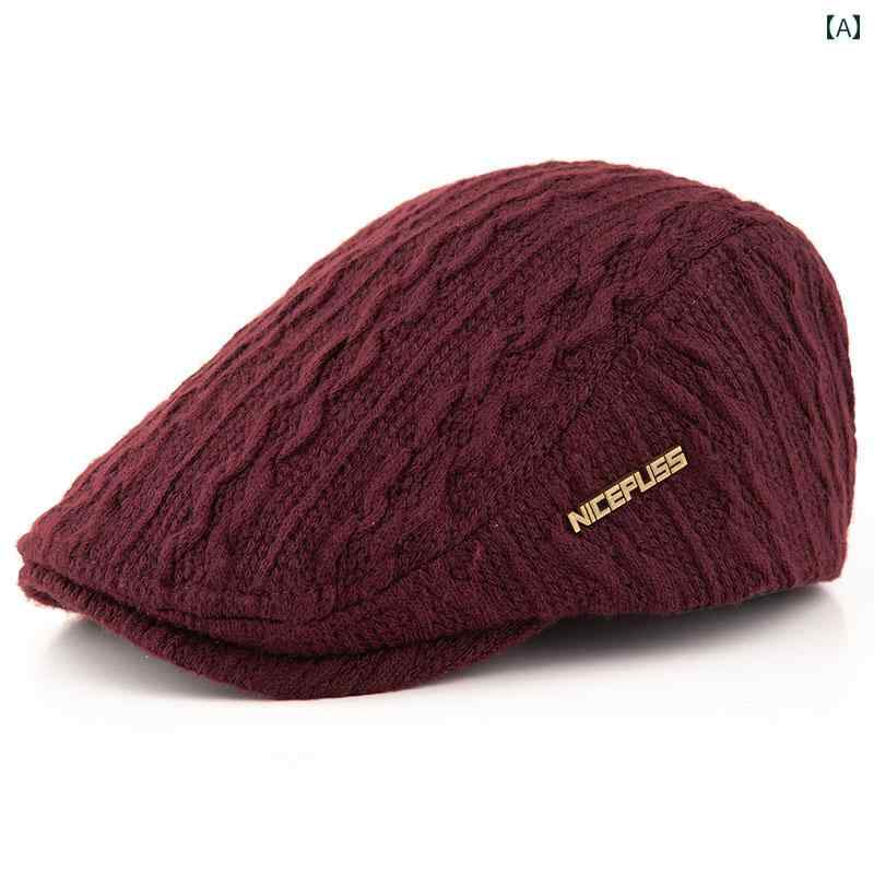 メンズ 秋冬帽子 レトロ ベレー 帽 メンズ ピーク キャップ 中年 フォワード 帽子 カジュアル 春秋 ハ..