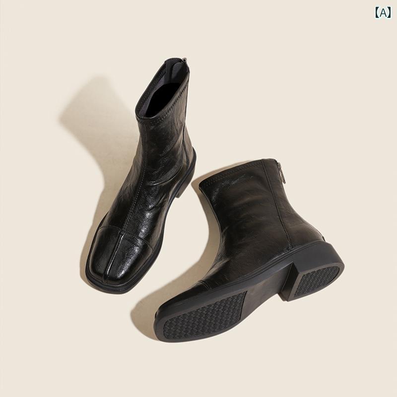 ロングブーツ レディース ウォッシュ レザー 英国 風 プリーツ チェルシー ブーツ ブラウン ベルベット レディース 初秋向け ショート スキ ニーブーツ