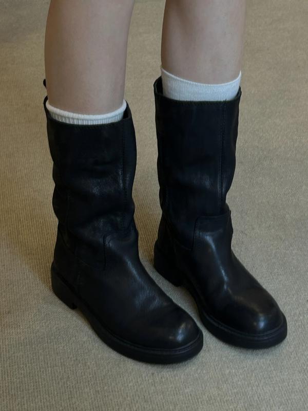 ロングブーツ レディース アンクル クッキー ～ 革 ラウンドトゥの ブーツ レディース レトロ ショート ブーツ 英国 風 ミドル カーフ 内側に 高さを 高く 見せる ナイト