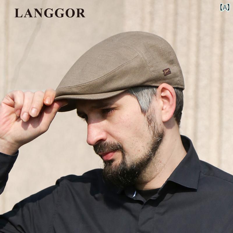 メンズ 秋冬帽子 レトロ Langge 春夏 高級 レトロ フォワード キャップ スプリング ダックビル メンズ ..