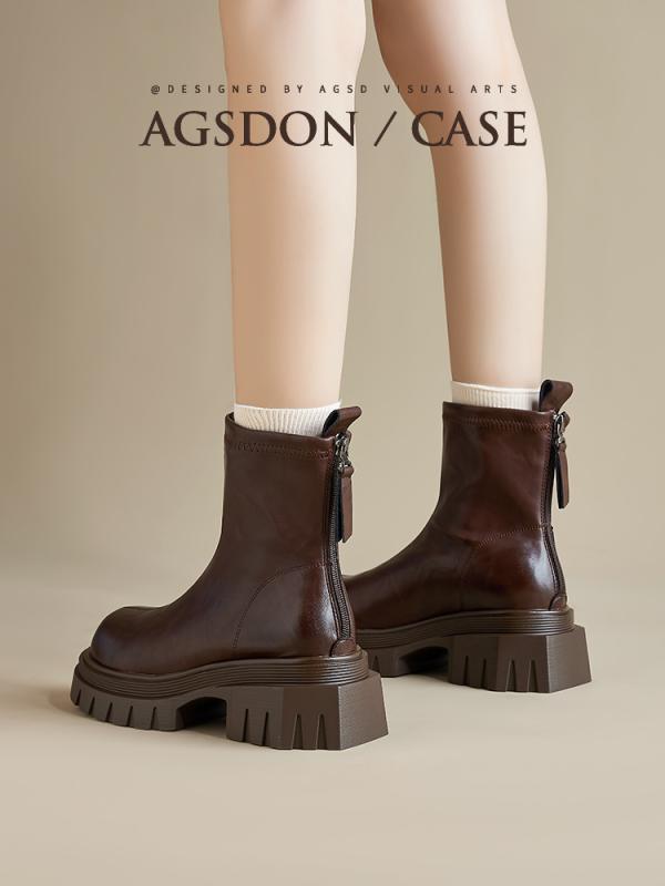 ロングブーツ レディース ブラウン ブーツ レディース 2025秋冬 厚底 ハイライズ マイ ラード シガレッ..