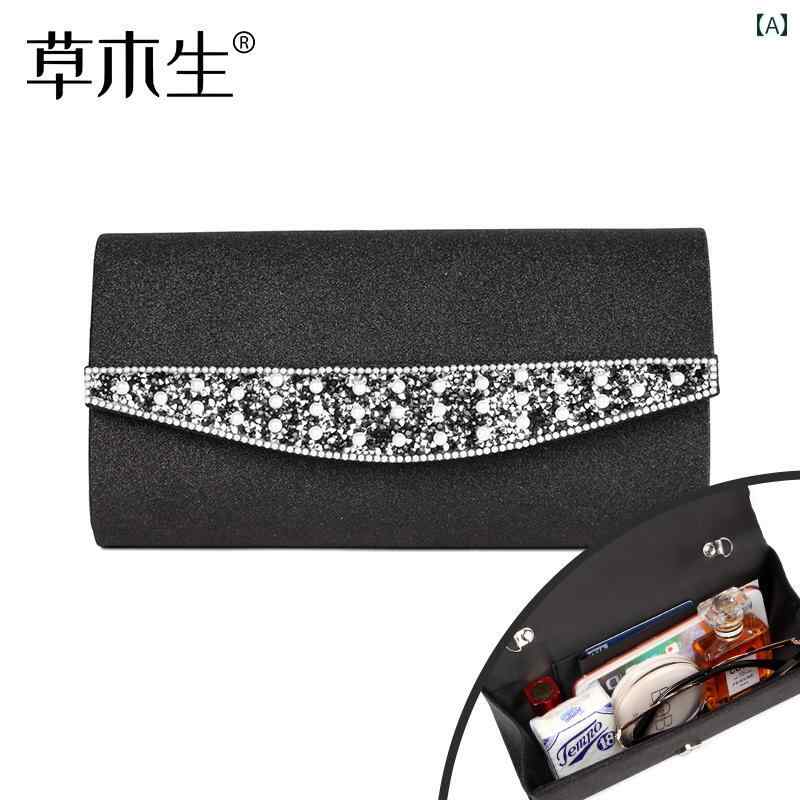 クラッチバッグ レディース レディース クラッチバッグ シンプルで な 万能 ラインストーン ドレス イ..