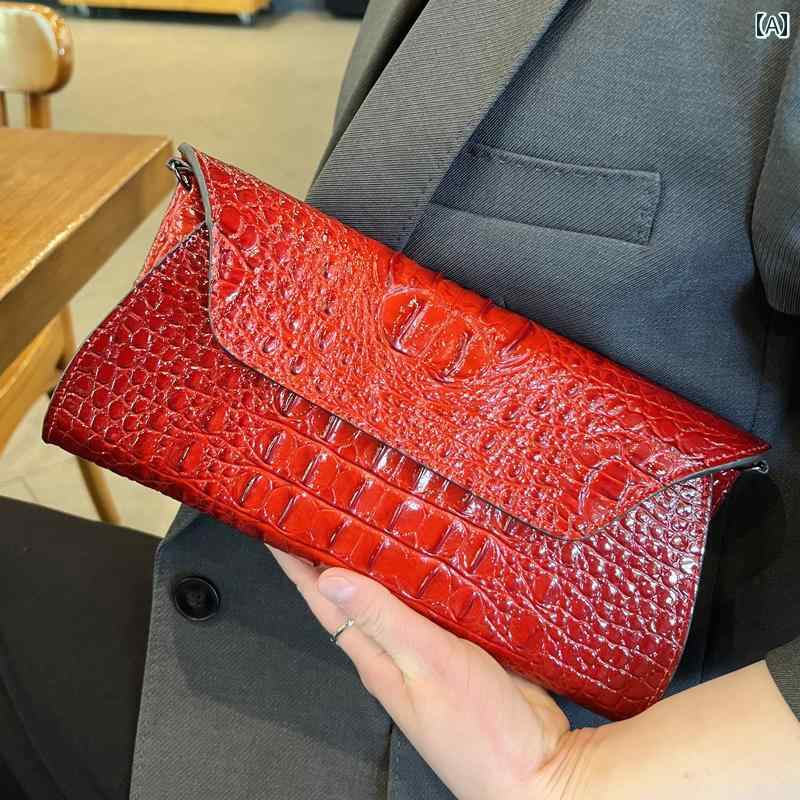 クラッチバッグ レディース レディース クロコダイル 柄 革 クラッチバッグ 高級 ショルダー クロス ボ..