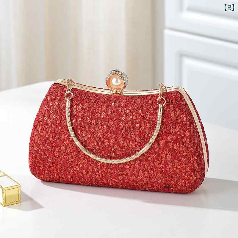 クラッチバッグ レディース レトロで エレガントな チャイナ ドレス バッグ イブニングパーティー ウェディング チャイナ風 パール チェーン クラッチ ハンドバッグ 多機能 レディースバッグ