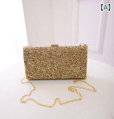 クラッチバッグ レディース ラインストーン ディナー バッグ 光沢の ある クラッチ と アメリカ 高級 バンケット スクエア ボックス クロス ボディ スモール レディース(4)