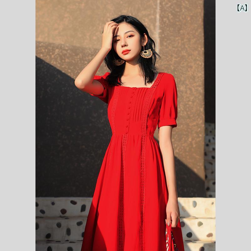 サスペンダー スカート サスペンダー スカート ビッグ レッド チャカ 塩 湖 旅行 ドレス ミドル丈 青 ..