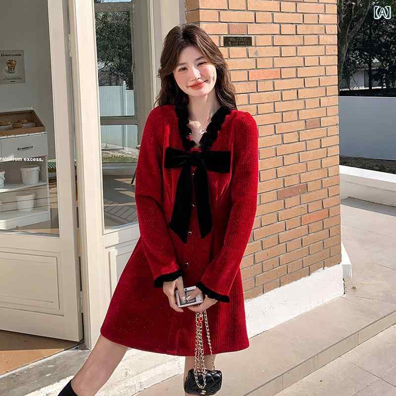 サスペンダー スカート サスペンダー スカート 赤い フランスの シャネル 風 ドレス 女性 2025 春秋 韓国 ウエスト スリム aライン スカート