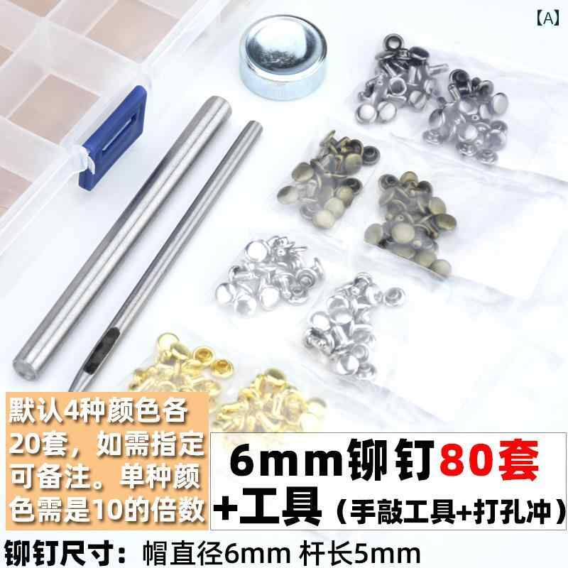 革 製品 DIY レザー の 銅 スタッズ 80 セットの 取り付け ツールは 釘 バックル 金属 I ネイル DIY ハ..