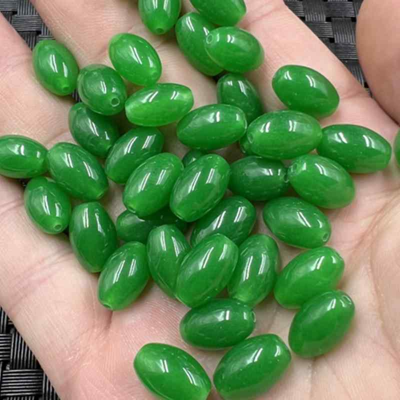 ビーズ DIY アクセサリー ビーズ DIY アクセサリー 翡翠の ルース ビーズ エメラルドグリーンの ライス..