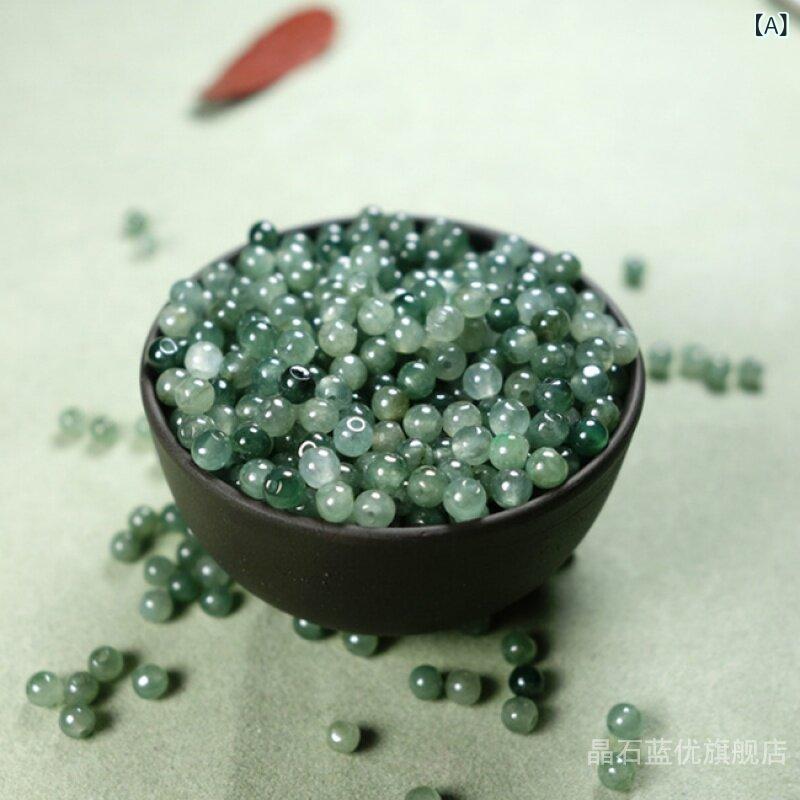ビーズ DIY アクセサリー ビーズ DIY アクセサリー アイシー ジェダイト 翡翠 ビーズ ルース ライト グリーン ホワイト ストーン バシャン DIY 手編み ネックレス ビーズブレスレット