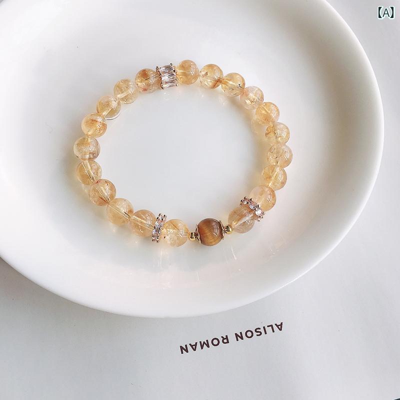 ビーズ DIY アクセサリー ビーズ DIY アクセサリー ブラジル 産 シトリン ブレスレット タイガーアイ ストーン 幸運の イエロー ビーズ ルース シングルループ レディース ジュエリー