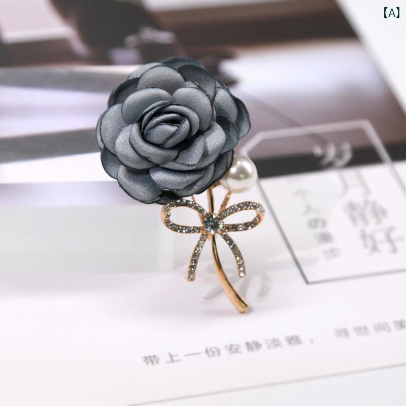 ブローチ コサージュ アクセサリー 韓国 生地の 花の コサージュ ブローチ 弓 レディース セーター コート カーディガン アクセサリー 女性