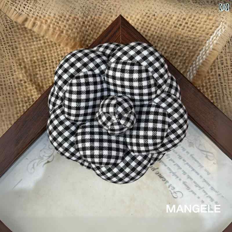 ブローチ コサージュ アクセサリー チェック 柄 カメ リア 小花 ブローチ 生地 コサージュ スーパー スタイリッシュな アクセサリー ヘッド クリップと ピン 女性用