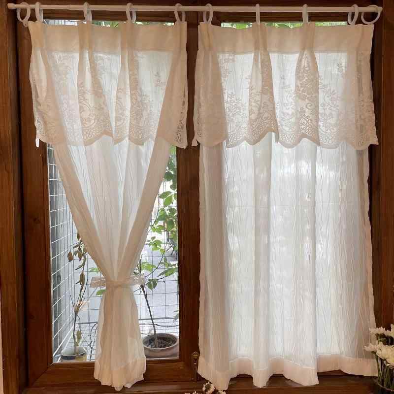 アメリカン ライト 高級 アゲハチョウ カーテン ヘッド ホワイト ガーゼ 光 透過性 フレンチクリーム 色 遮 窓 スクリーン