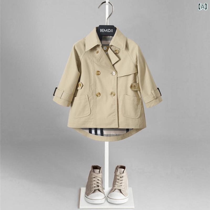 子供用 ジャケット BEMIDJI ベ ミジ 秋 子供用 ダブルブレスト アプリコット ウィンドブレーカー ショ..