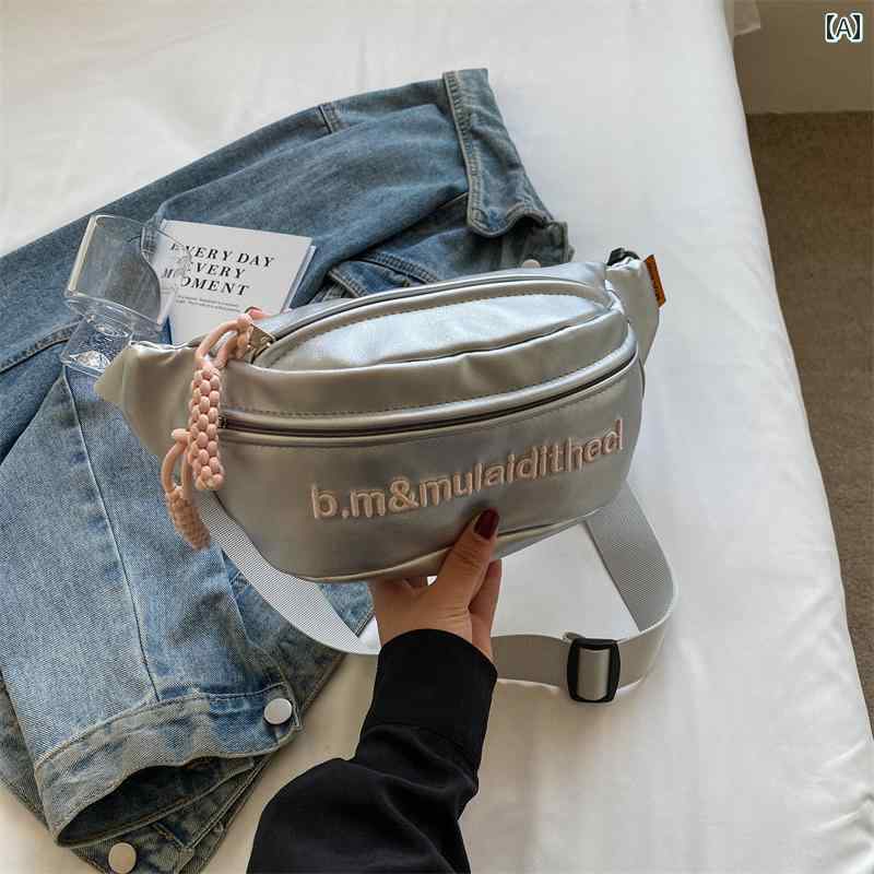 ウエストバッグ レディース ファッション のの シルバー バッグ レディース 2025 夏の クロス ボディ チェスト ファッション スマートフォン ウエスト