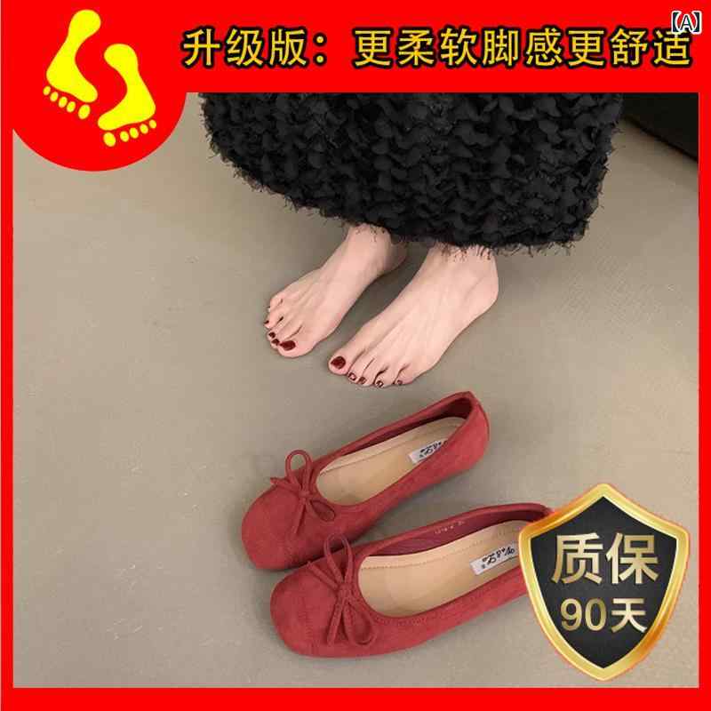 女性用 フラット シューズ フランスの レトロ ソフト ソール シューズ 女性用 2025夏の イブニング リボン フラット バレエ メリージェーン