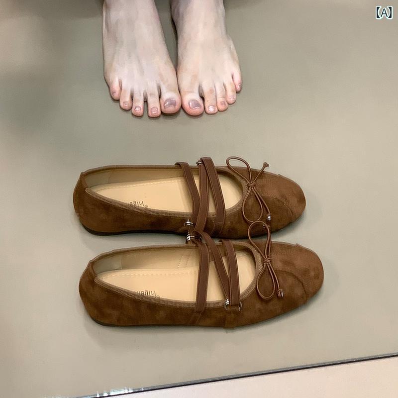 女性用 フラット シューズ オーシャン ワン 浅 履き フラット シューズ レディース 2025 蝶 ネクタイ 疲れにくい バレエ 通勤