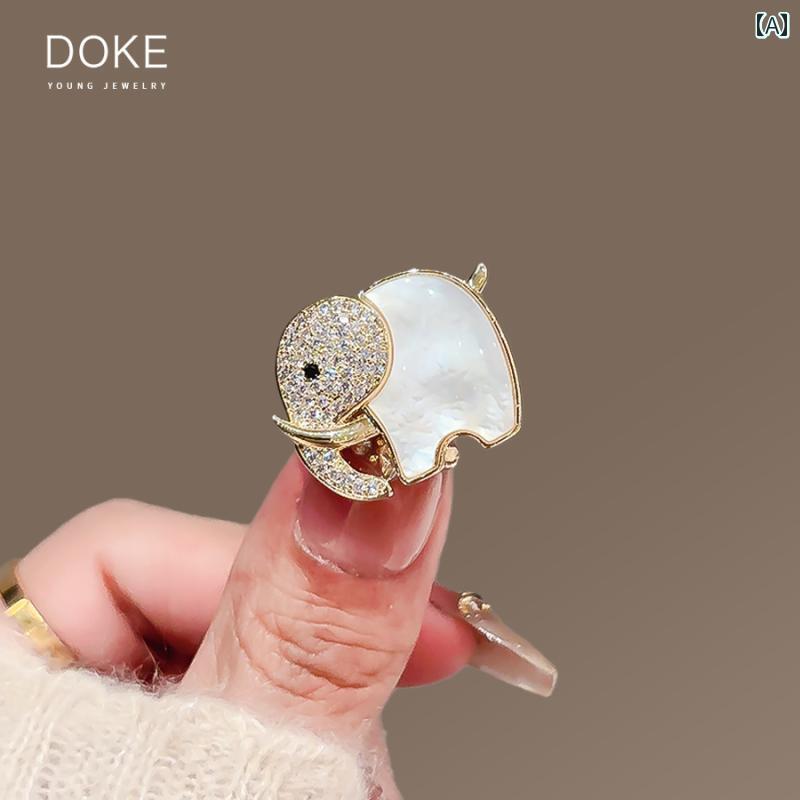 かわいい コサージュ アクセサリー マザーオブパールの 象の ブローチ 高級 レディース 精巧 襟の 露出 防止 ピン 固定 コサージュ スーツ コートの 装飾