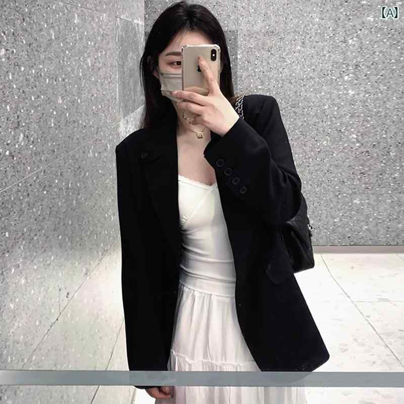 スーツ ジャケット レディース 女性用 ブラック スーツ ジャケット 韓国 ゆったり 2025 春秋 小さい サイズ ハイエンド ストリート カジュアル