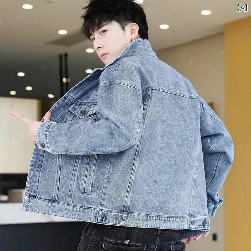 メンズデニムジャケット 春秋 ストリート 春秋 成熟 した 中年 メンズで な 高級 デニムブルー デニムジャケット メンズジャケット