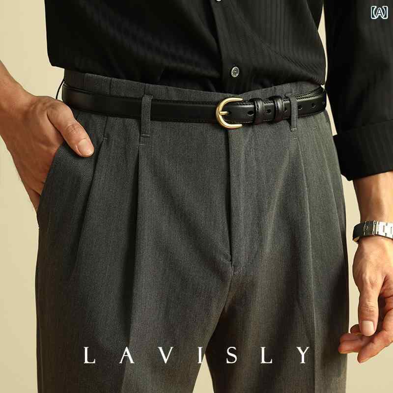 バックルベルト メンズ 25 cm 幅 狭 革 ベルト 上層 牛革 メンズカジュアル 紳士服で なの ピン バックル ズボン