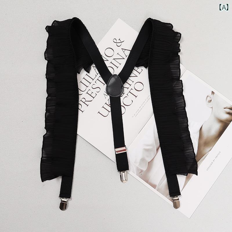 サスペンダー ベルト 女性用 伸縮性 サスペンダー パンツ用 クリップ メンズ レディースの アクセサリー