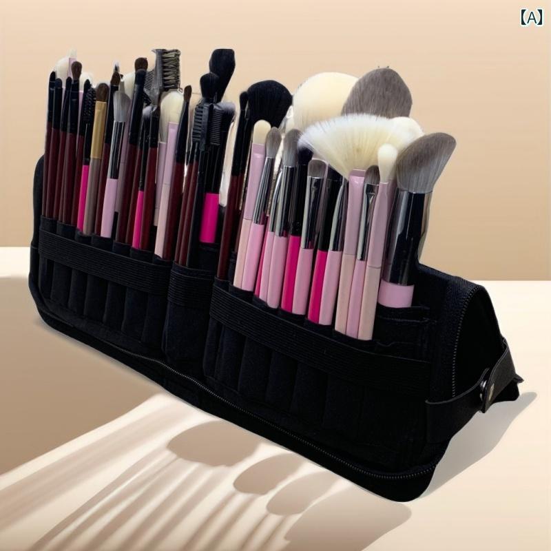 メイクブラシセット 縦 折り 式 ポータブル 29 穴 14 特大 メイクアップアーティスト 専用 メイク ブラシ 収納大容量 ツール バッグ