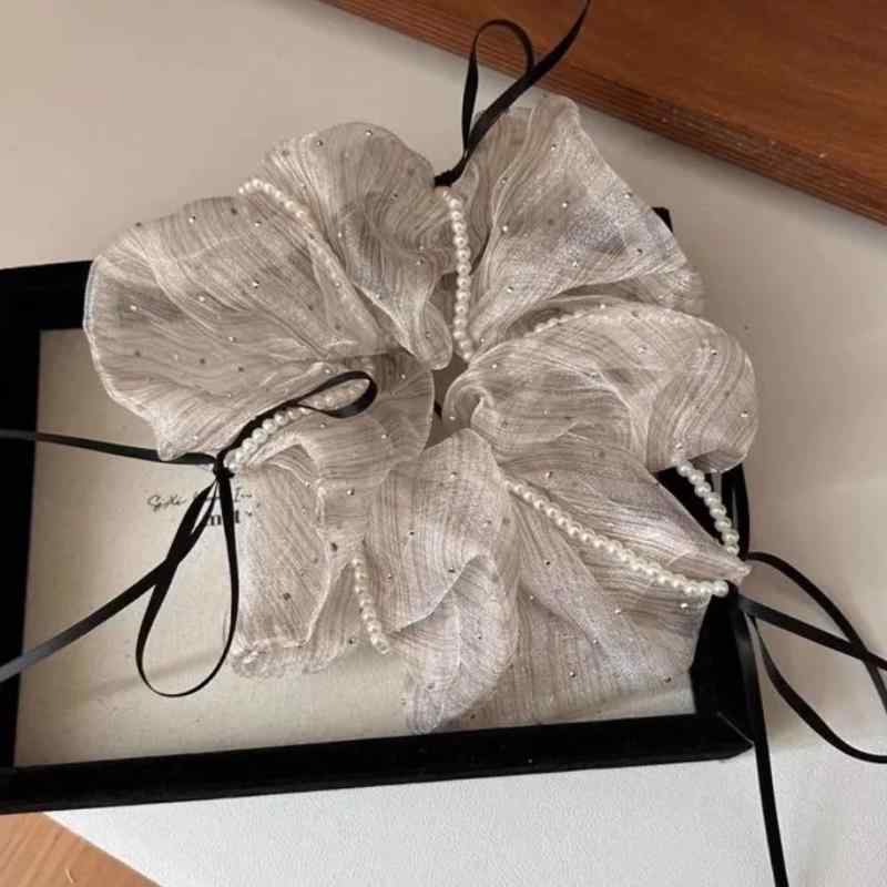 ヘアゴムバンド ヘアバン 韓国 高級 パールリボン 大腸 ヘア バンド 2025年 とても かっこいいお だん..