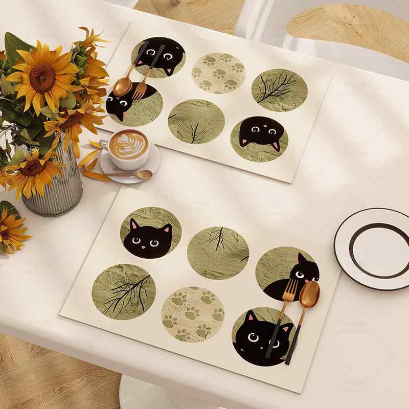 ペット プレース マット かわいい 猫の ランチョンマット 防水 防 油 洗える 小学生 専用 ランチョンマ..