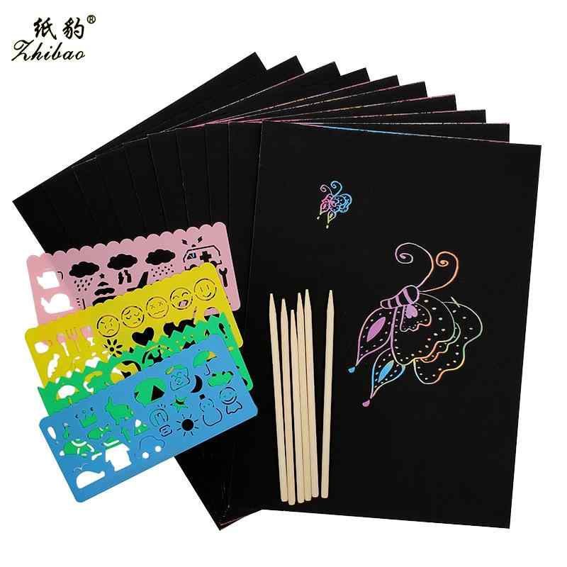 スクラッチ A 4 カラフル スクラッチ ペーパー ワックス ペインティング 子供用 DIY 幼稚園 カラー 50枚