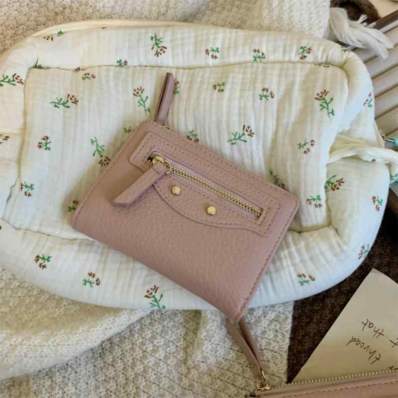 長財布 女性用 カードホルダー 女性用 シンプルで レトロ ピンクの 財布。 韓国 バイク ライチ 柄。 ハ..