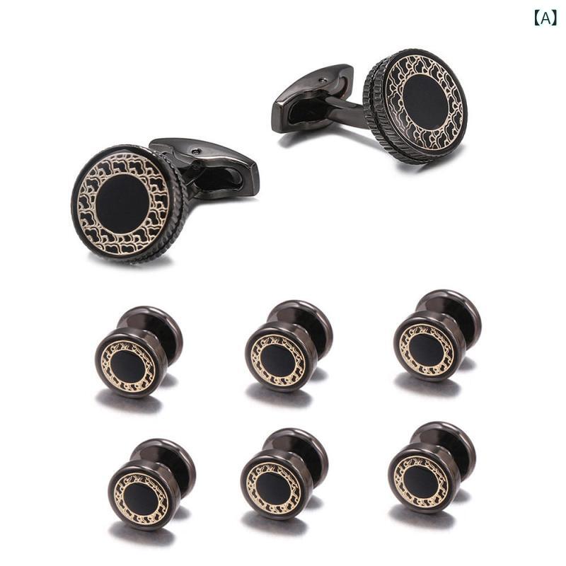 メンズカフスボタン ドレスの 前 立て ボタン フレンチ シャツ カフスボタン 8 ピース スリーブ ネイル メンズ ウェディング カフス S 20