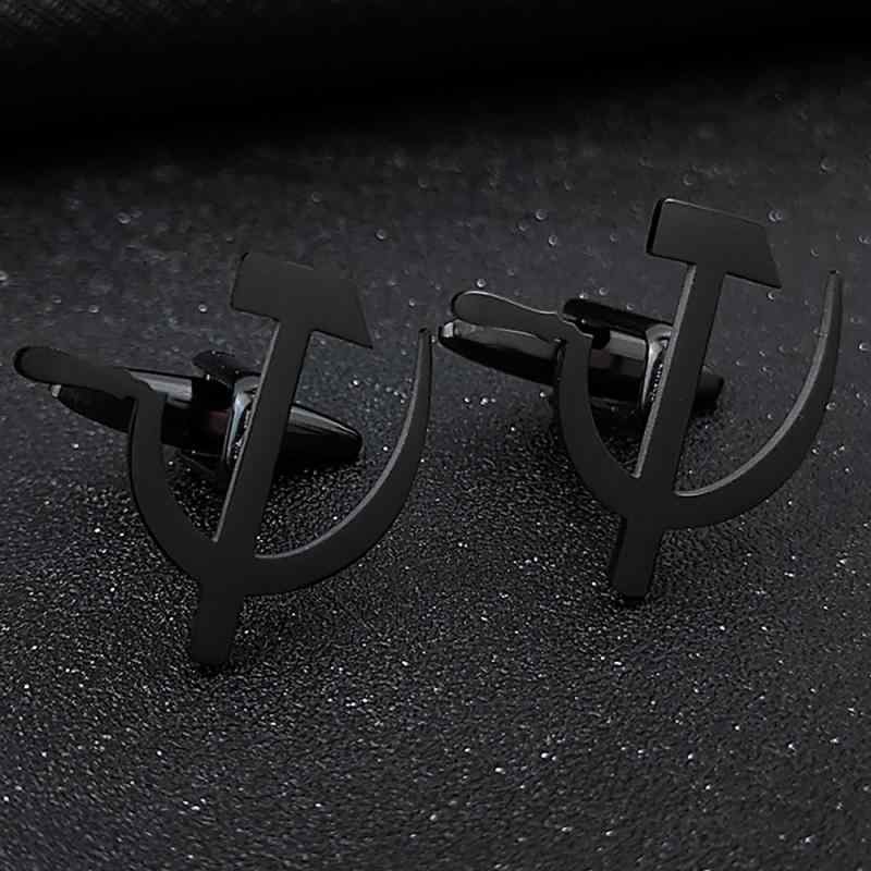 メンズカフスボタン の ハンマーと 鎌の ステンレス スチール製 メンズスーツ カフスボタン バッジ。 ..