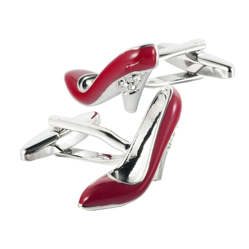 メンズカフスボタン 赤い ハイヒール カフス 楽しい ビジネス カジュアル フレンチ シャツ ギフト ボッ..