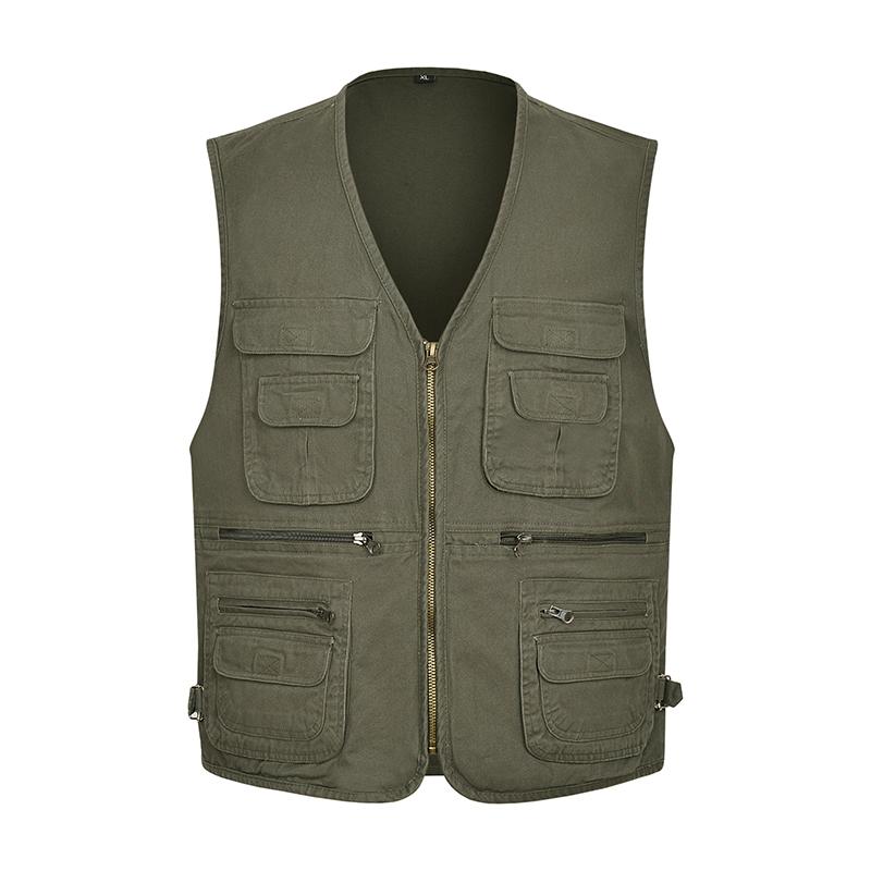 アウトドアベスト メンズお父さんの 綿 プラス 太字 春秋 マルチ ポケット アウトドア 撮影 釣り 作業着 カジュアル ベスト