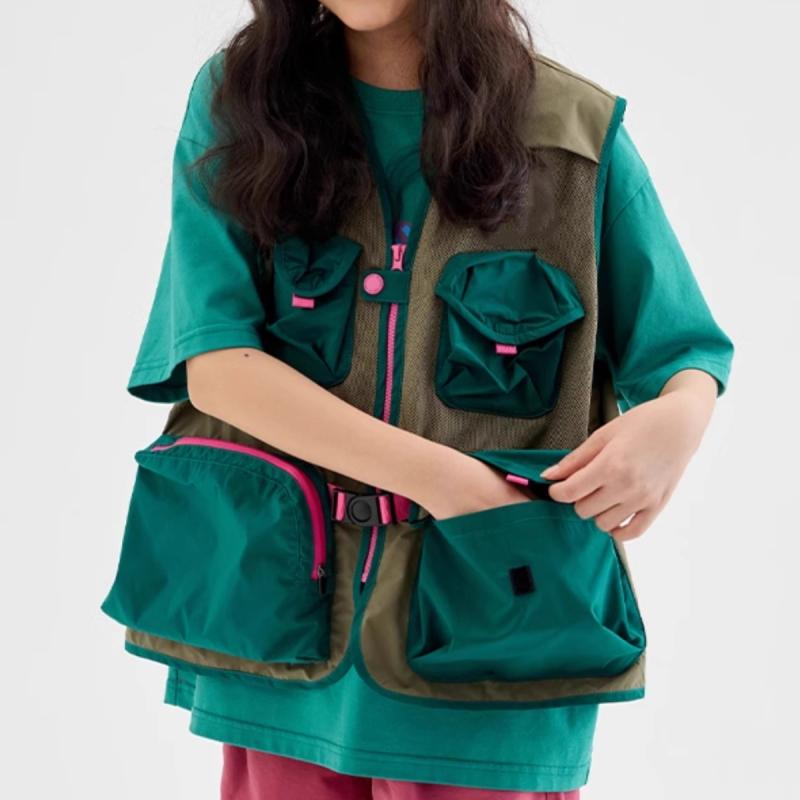 アウトドアベスト アウトドア カラーマッチング ベスト 登山 キャンプ 多機能 作業着 薄手 男女兼用 マ..