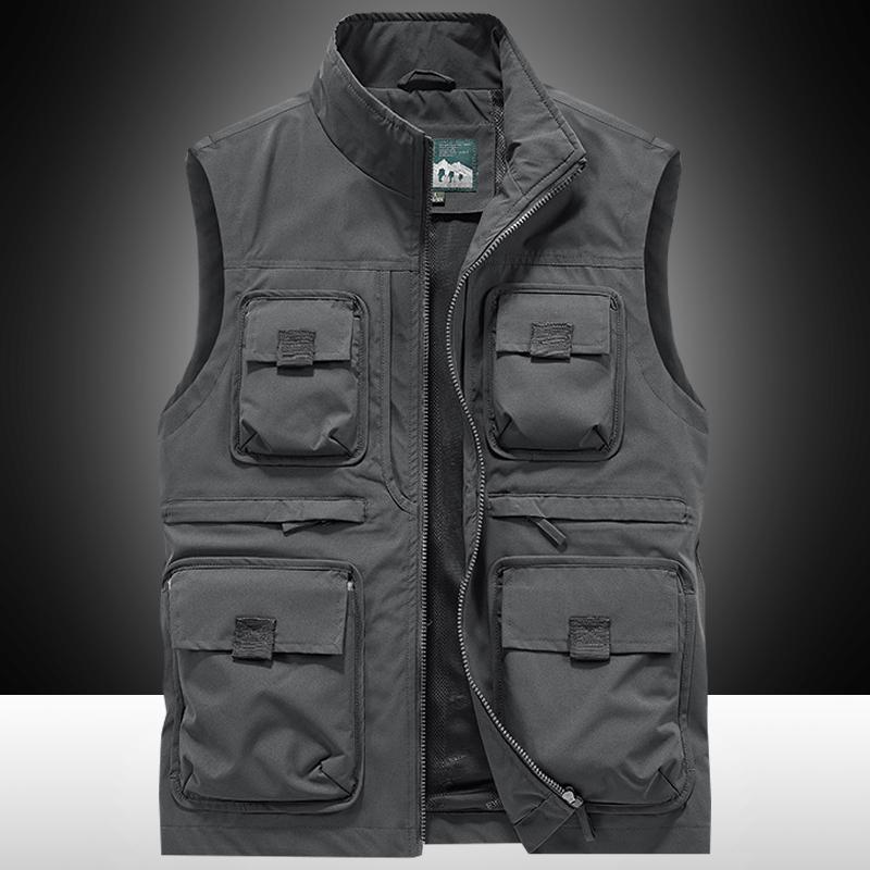 アウトドアベスト 春の メンズ アウトドア 多機能 タクティカルベスト スタンドカラー カジュアル マルチ ポケット ウエスト コート ゆったり 大きいサイズ ...