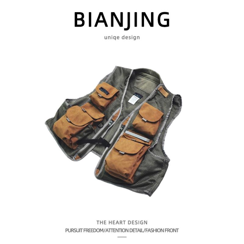 アウトドアベスト アメリカン レトロ 機能 作業着 フィッシングベスト 男女兼用 ゆったり 通気性の あ..