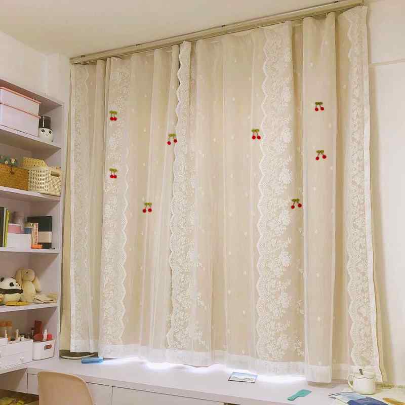 レース フレンチ ショートカーテン フレンチ 遮 光 カーテン 寝室 女の子用 プリンセス スタイル レース 二 重層 ワンピース パンチ フリー ベイ ウィンドウ ハーフ ドア