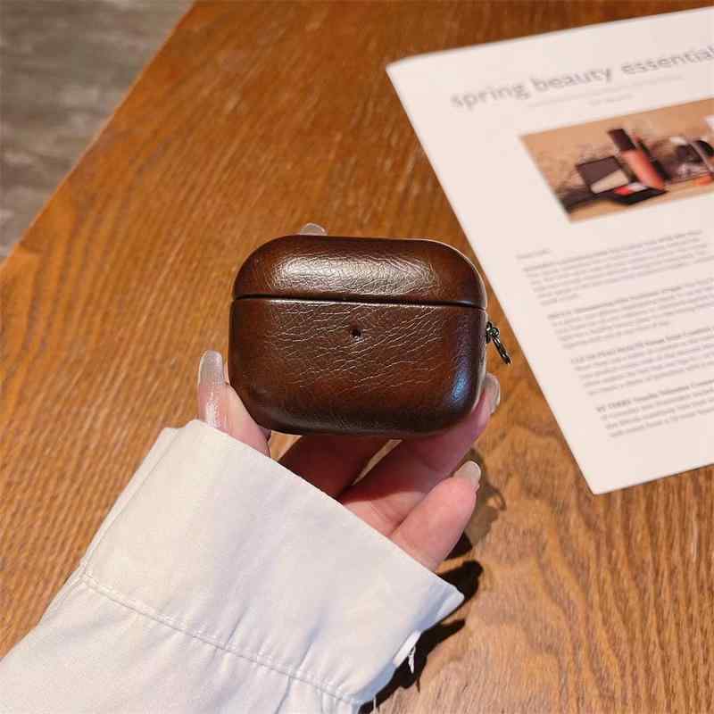 AirPods 保護ケース レトロ 高級 オイルレザーの 質感 無地 AirPods第 4世代 保護 カバーに 適していま..