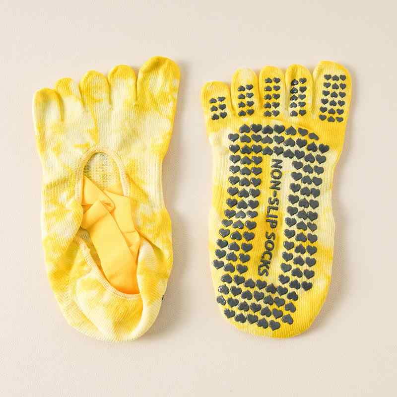 ヨガソックス 女性用 タイ ダイ ヨガ ソックス プロな 滑り止め ストラップ 5本 指 フィットネス 初心者向け ピラティス 屋内 スポーツ