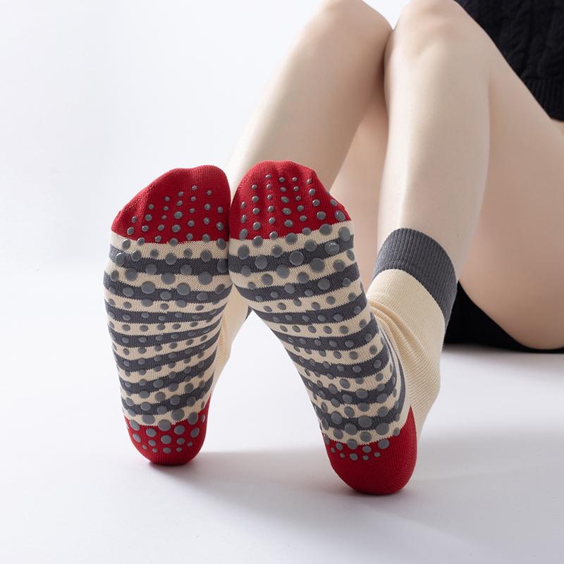 ヨガソックス ストライプの の ヨガ ソックス ミドル ピラティス スペシャル フィットネス 滑り止め プロの 女性用 スポーツ 大人用 フロア
